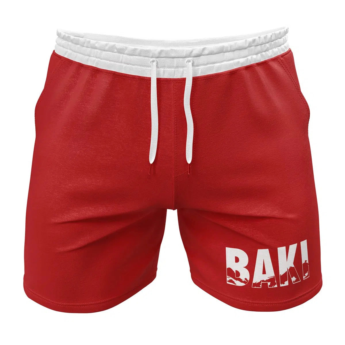 Baki Red Athletic Shorts | Breathable Drawstring Sweatpants Anime Fighting Style