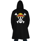 One Piece Straw Hat Pirates Skull Sherpa Lined Long Hooded Coat