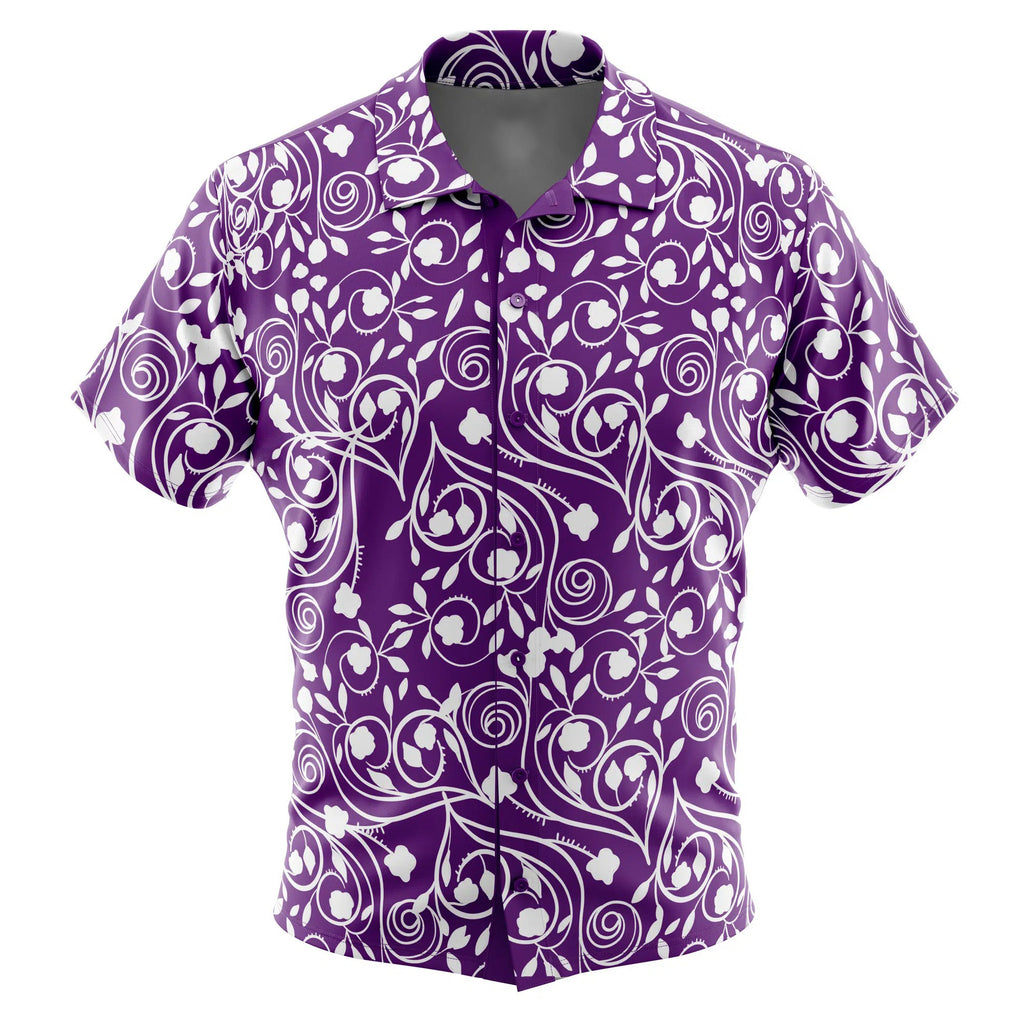 Purple White Swirl Floral Hawaiian Shirt
