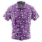 Purple White Swirl Floral Hawaiian Shirt