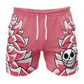 Pink Anime Flame Print Drawstring Shorts