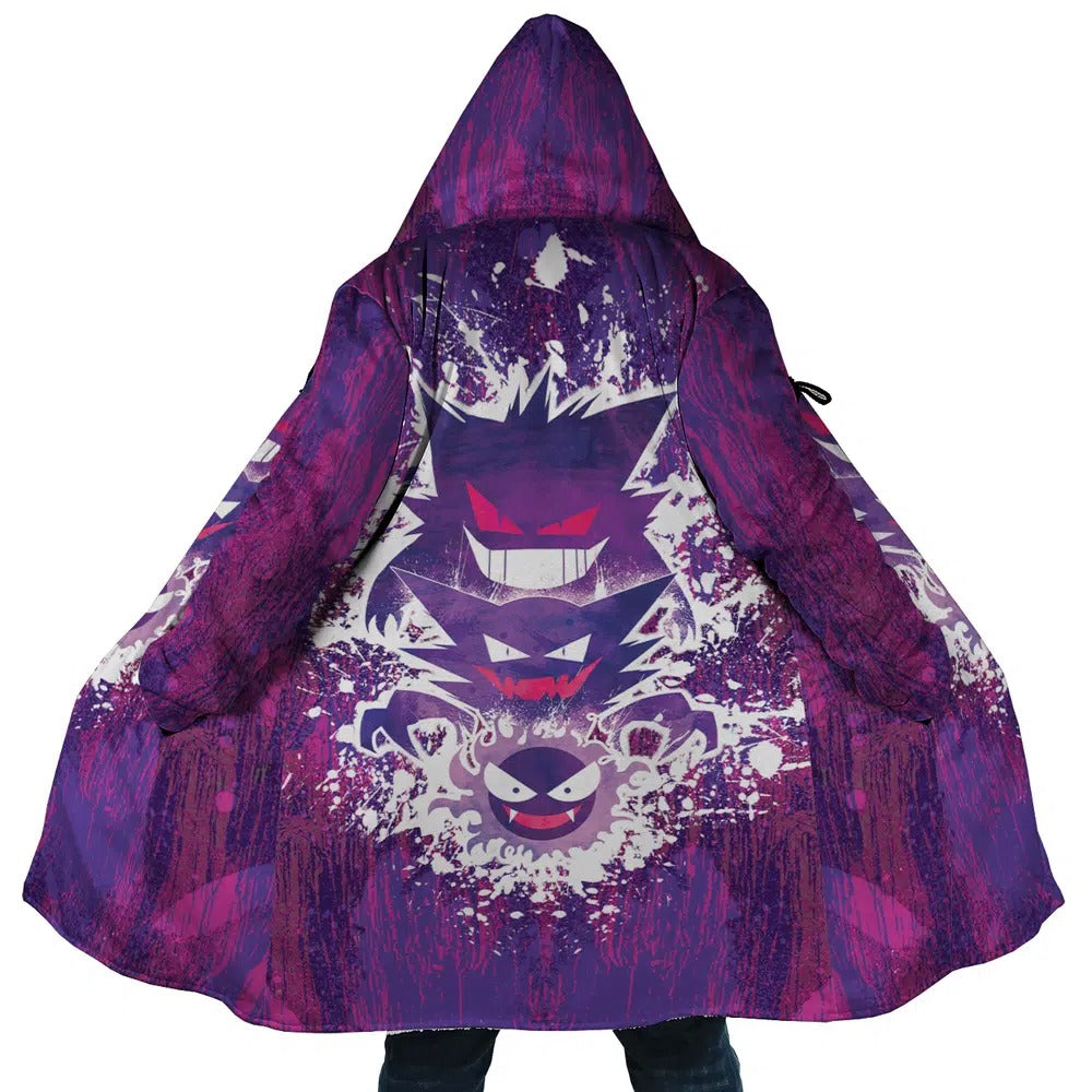 Pokemon Ghastly Haunter Gengar Graffiti Zip Hooded Cloak