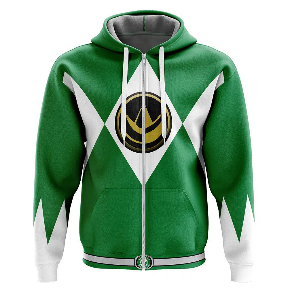 Green & White Diamond Ranger Zip-Up Hoodie