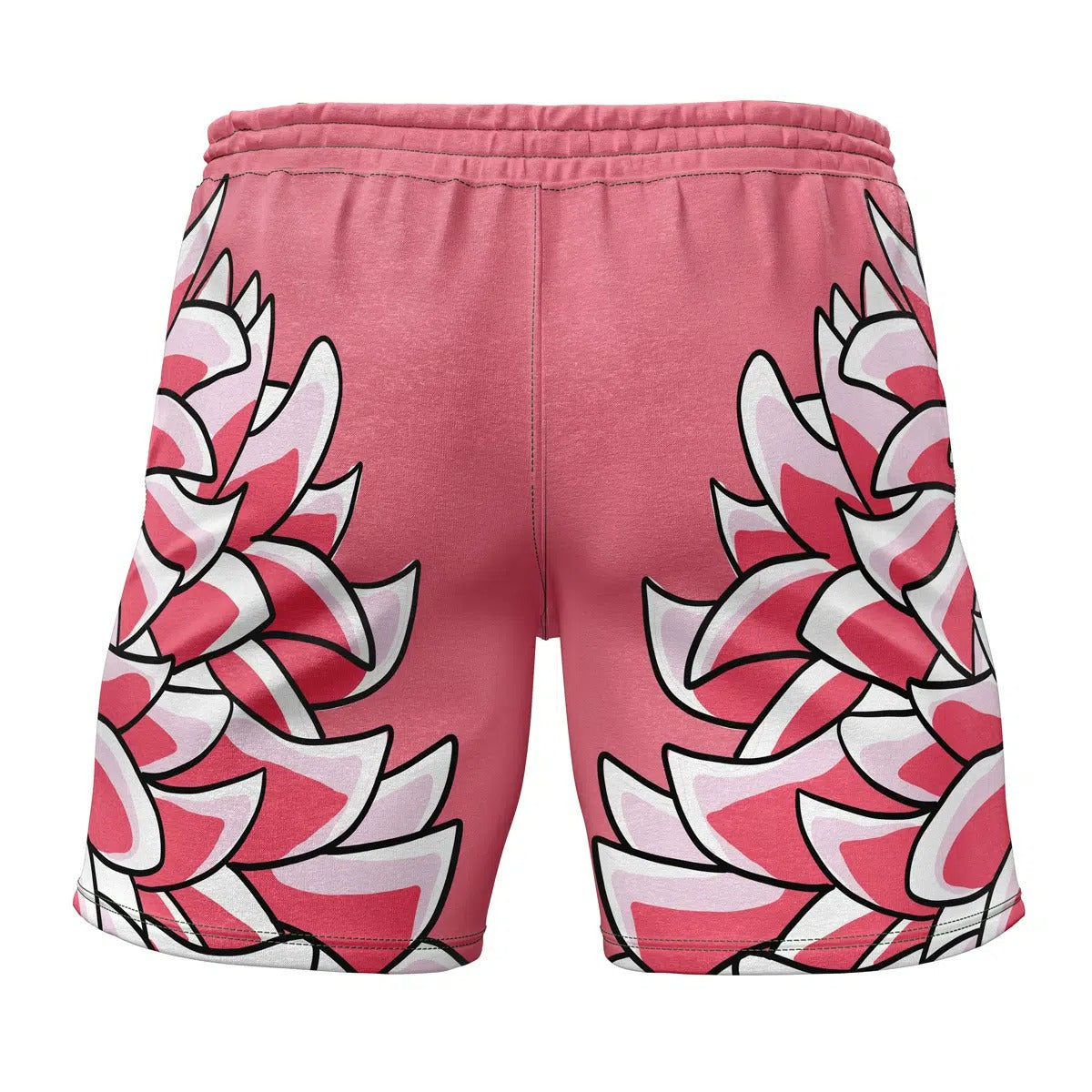 Pink Anime Flame Print Drawstring Shorts