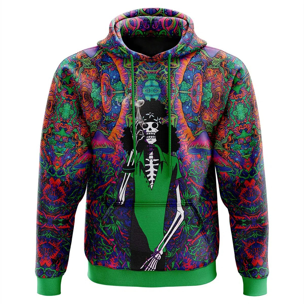 Psychedelic Mushroom Skull All Over Print Hoodie