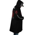 Cyberpunk Samurai Oni Mask Fleece Hooded Cloak