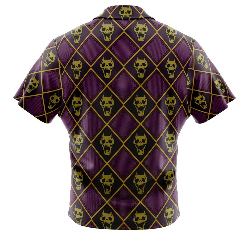 JoJo Yoshikage Kira Purple Diamond Skull Hawaiian Shirt