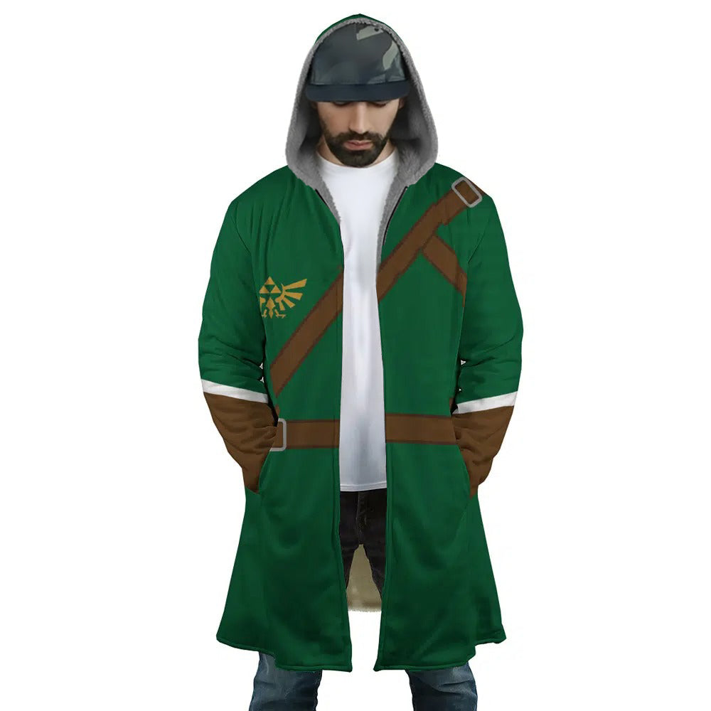 Zelda Link Triforce Shield Fleece Hooded Cloak