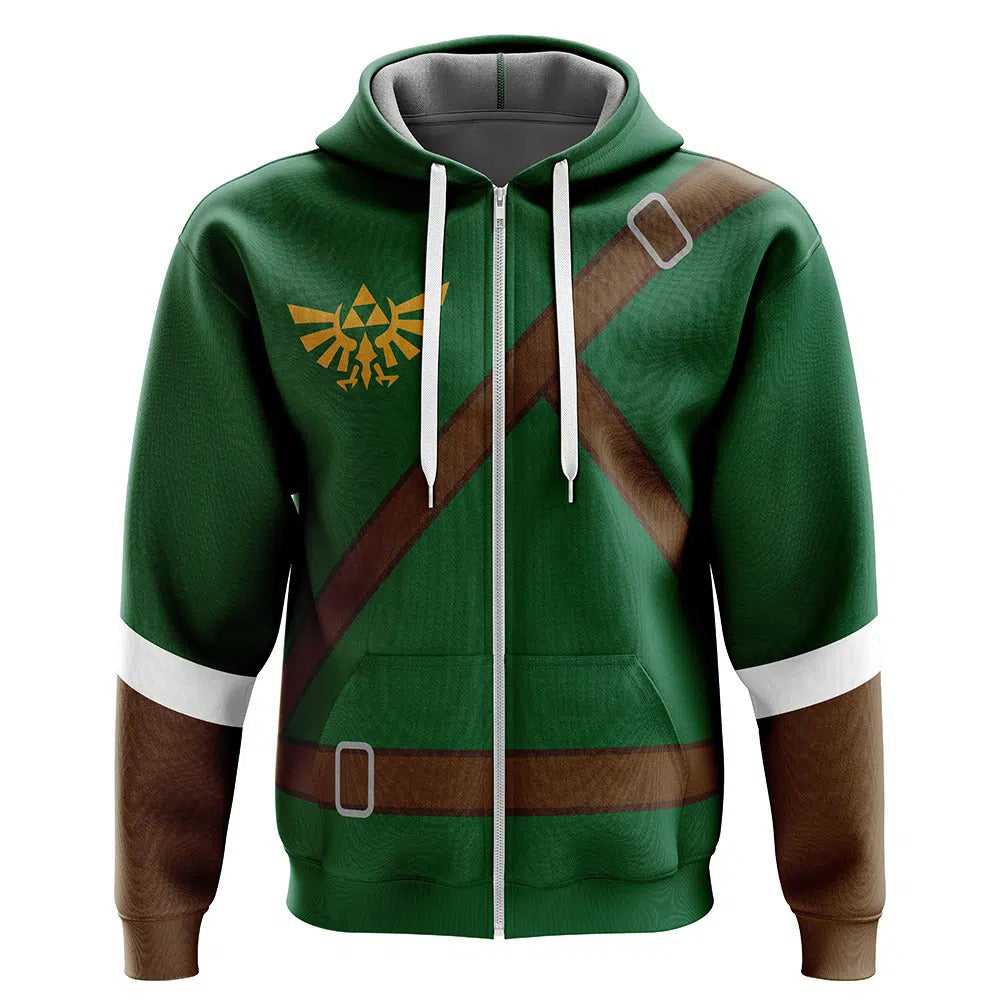Zelda Link Green Tunic Zip-Up Hoodie