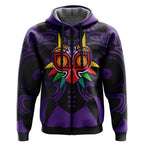 Majora's Mask Purple Black All-Over Print Zip-Up Hoodie