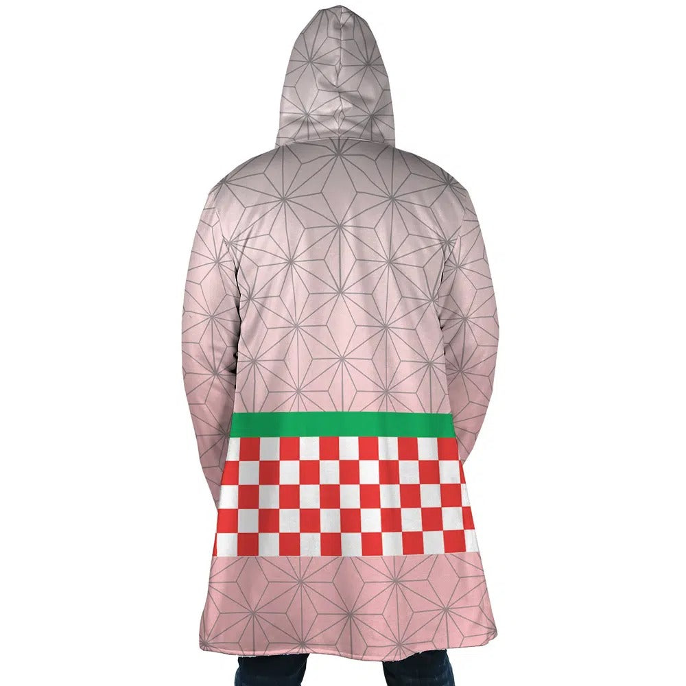 Demon Slayer Nezuko Grid Fleece Hooded Cloak