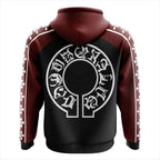 Burgundy Raglan Gothic Circle Zip-Up Hoodie