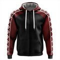 Burgundy Raglan Gothic Circle Zip-Up Hoodie