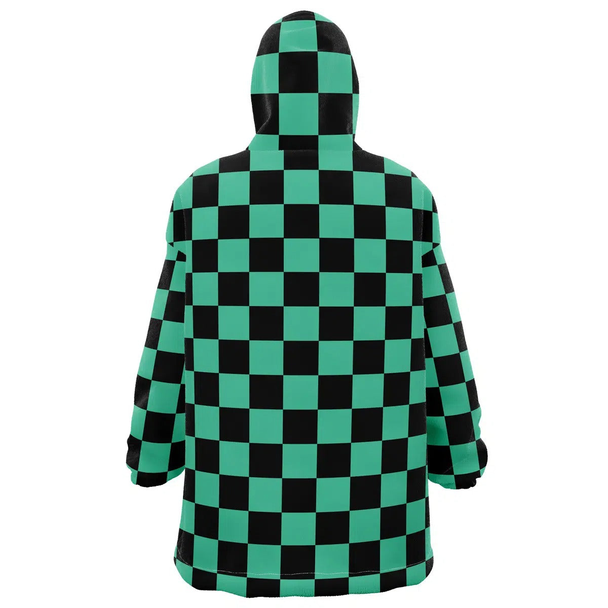 Tanjiro Green Black Check Hoodie Blanket