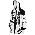 Black White Tribal Pattern Hoodie Blanket