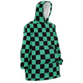 Tanjiro Green Black Check Hoodie Blanket