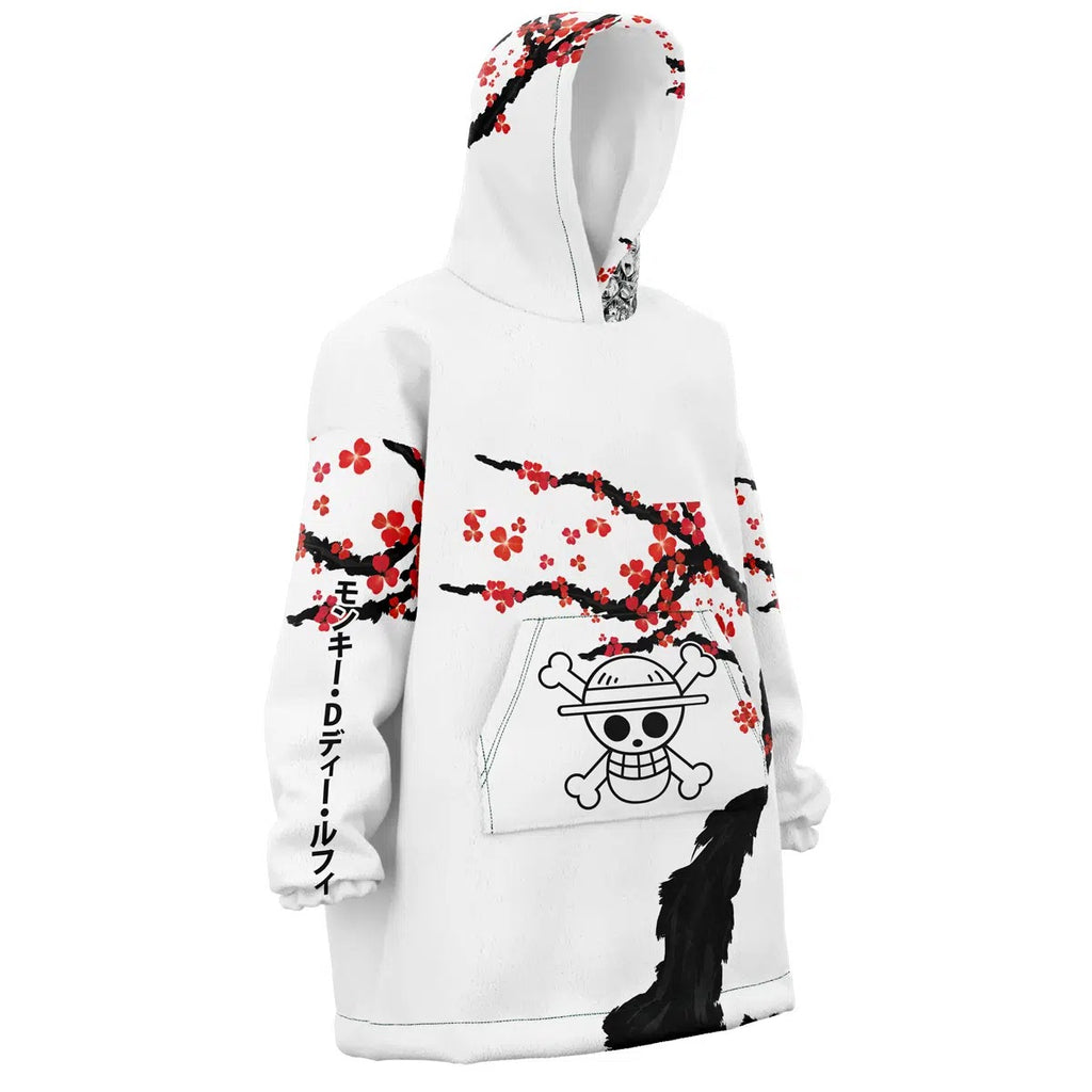 One Piece Luffy Plum Blossom Hoodie Blanket