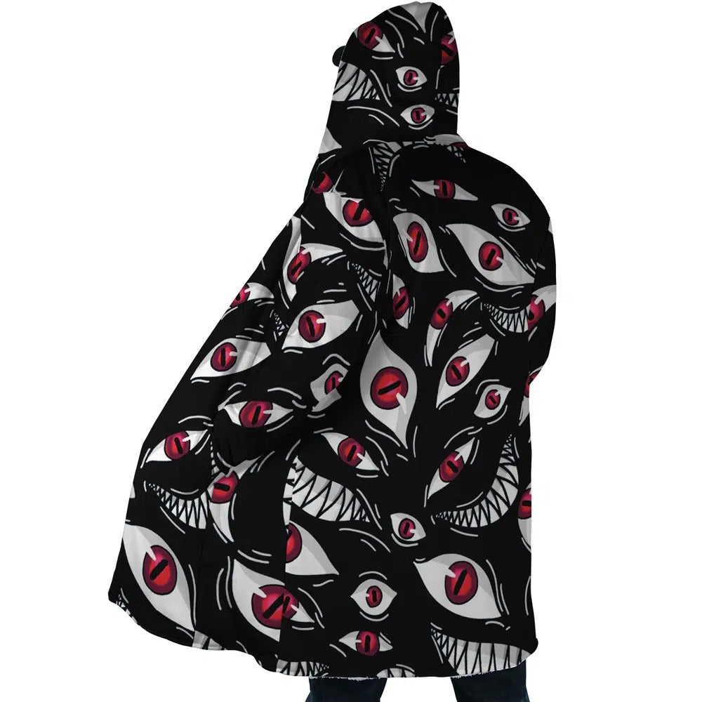 Anime Blood Eyes All Print Fleece Hooded Cloak