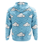 Light Blue Cloud & Wave All-Over Print Zip-Up Hoodie