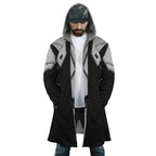 Mecha Geometric Line Zip Hooded Cloak