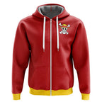 One Piece Straw Hat Crew Red Yellow Zip-Up Hoodie