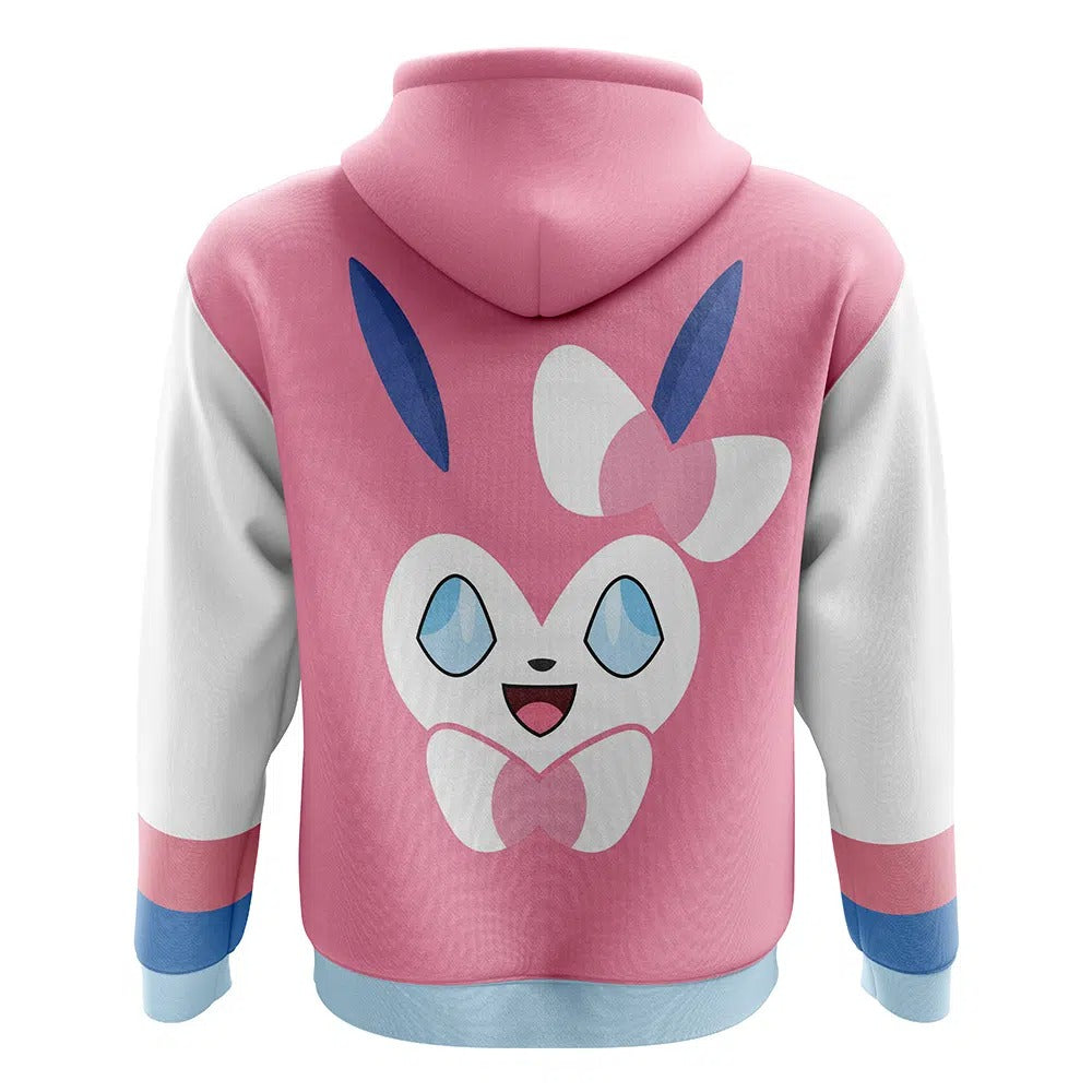 Pokémon Sylveon Pink White Color-Block Zip-Up Hoodie