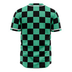 Demon Slayer Tanjiro Green Black Checkered Baseball Jersey