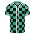 Demon Slayer Tanjiro Green Black Checkered Baseball Jersey