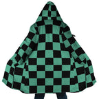Demon Slayer Tanjiro Green Check Zip Hooded Cloak