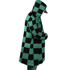 Demon Slayer Tanjiro Green Check Zip Hooded Cloak