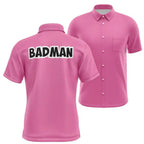 Dragon Ball Vegeta BADMAN Pink Short Sleeve Button Up Shirt