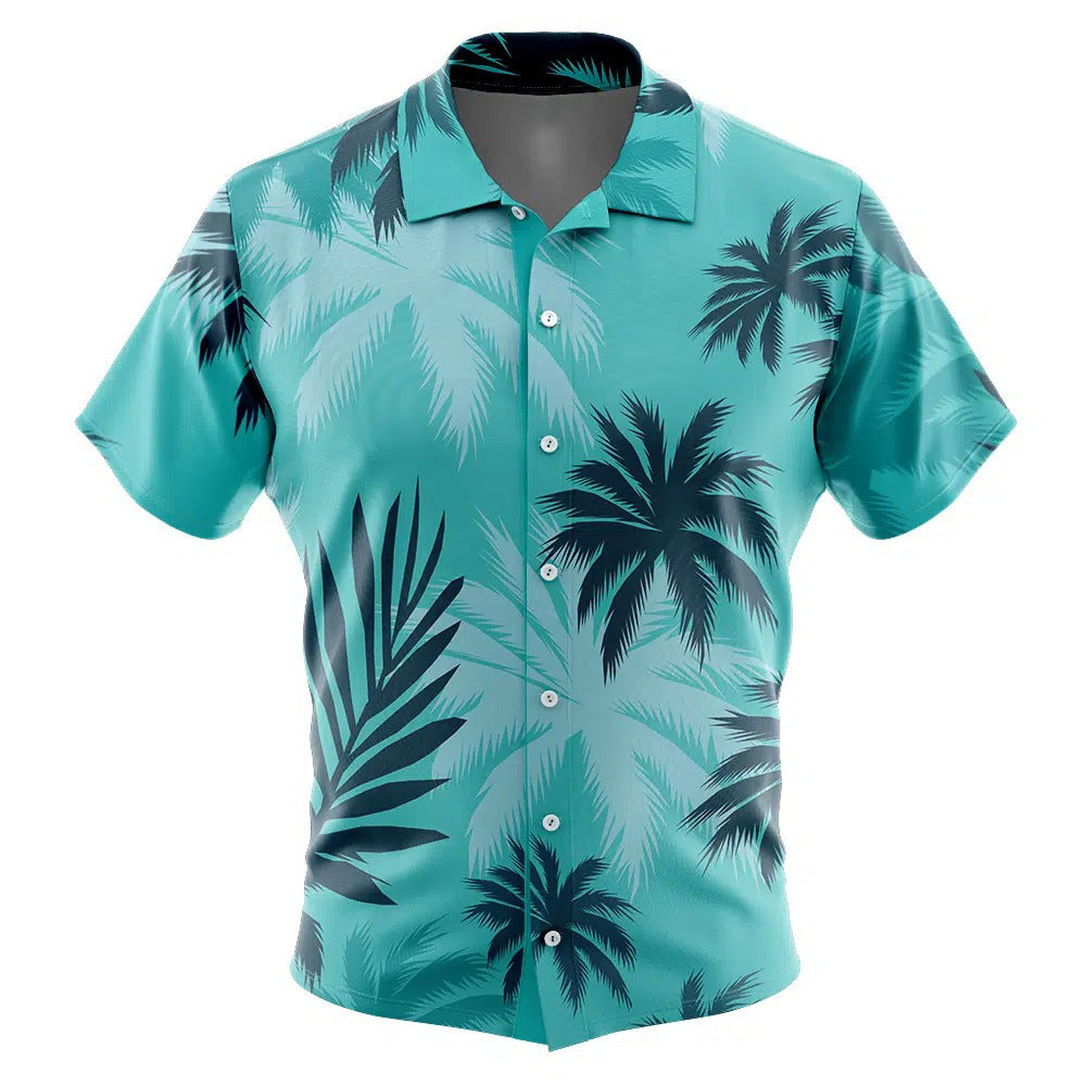 Teal Gradient Palm Tree All Over Print Hawaiian Shirt