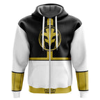 Tokusatsu Hero Black White Gold Mecha Zip-Up Hoodie