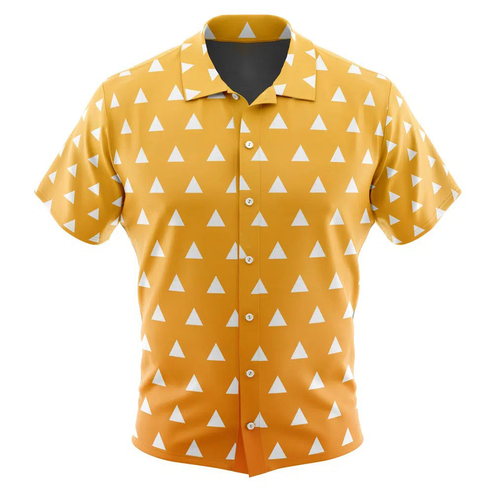 Demon Slayer Zenitsu Yellow White Triangle Hawaiian Shirt