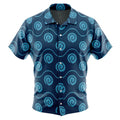 Navy Blue Wave Spiral Circle Print Hawaiian Shirt