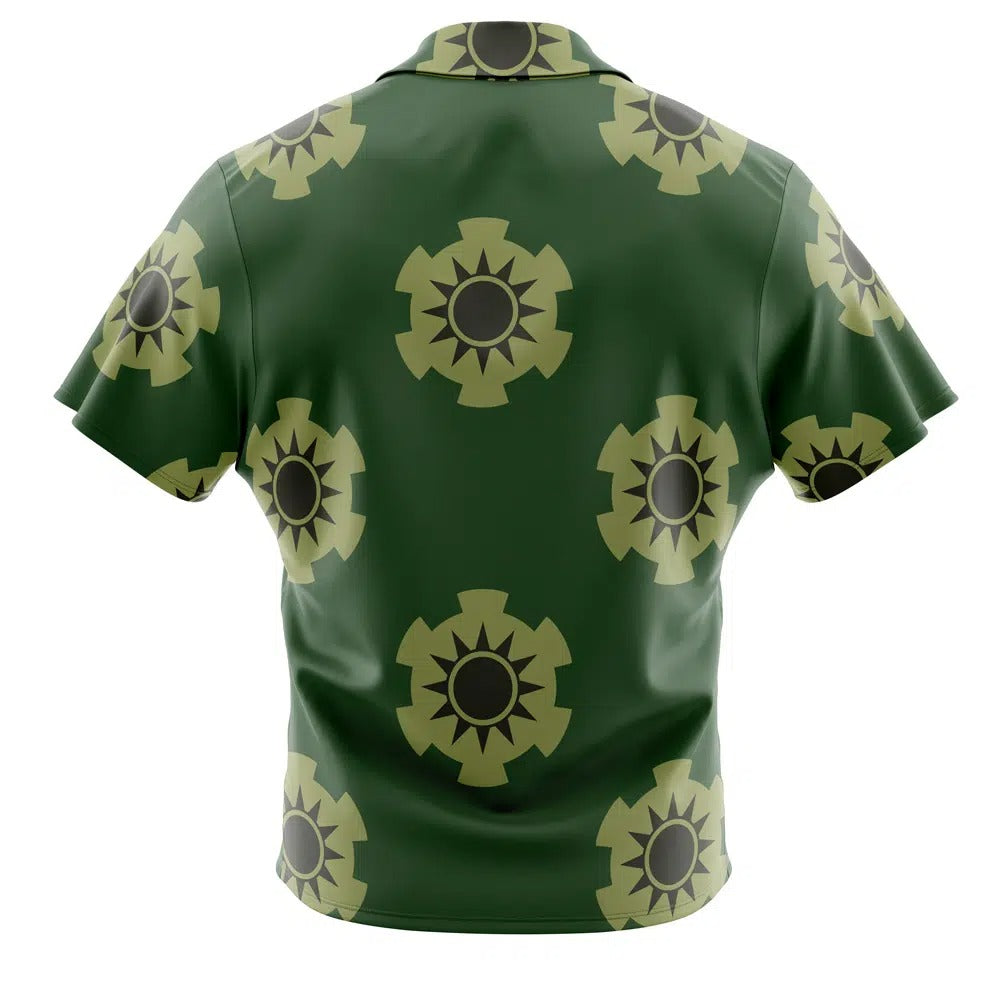 One Piece Zoro Wano Clan Symbol Green Hawaiian Shirt