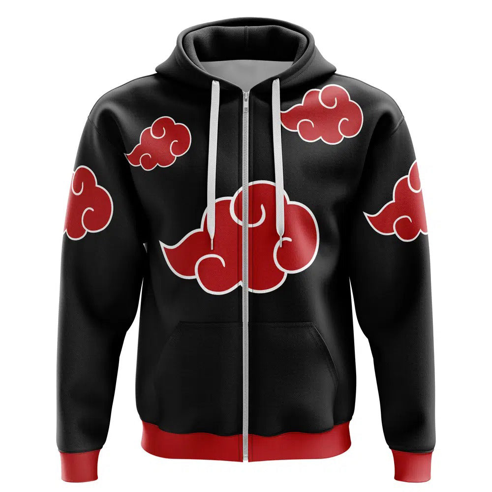 Akatsuki Cloud Zip Hoodie | Naruto Anime Hooded Jacket