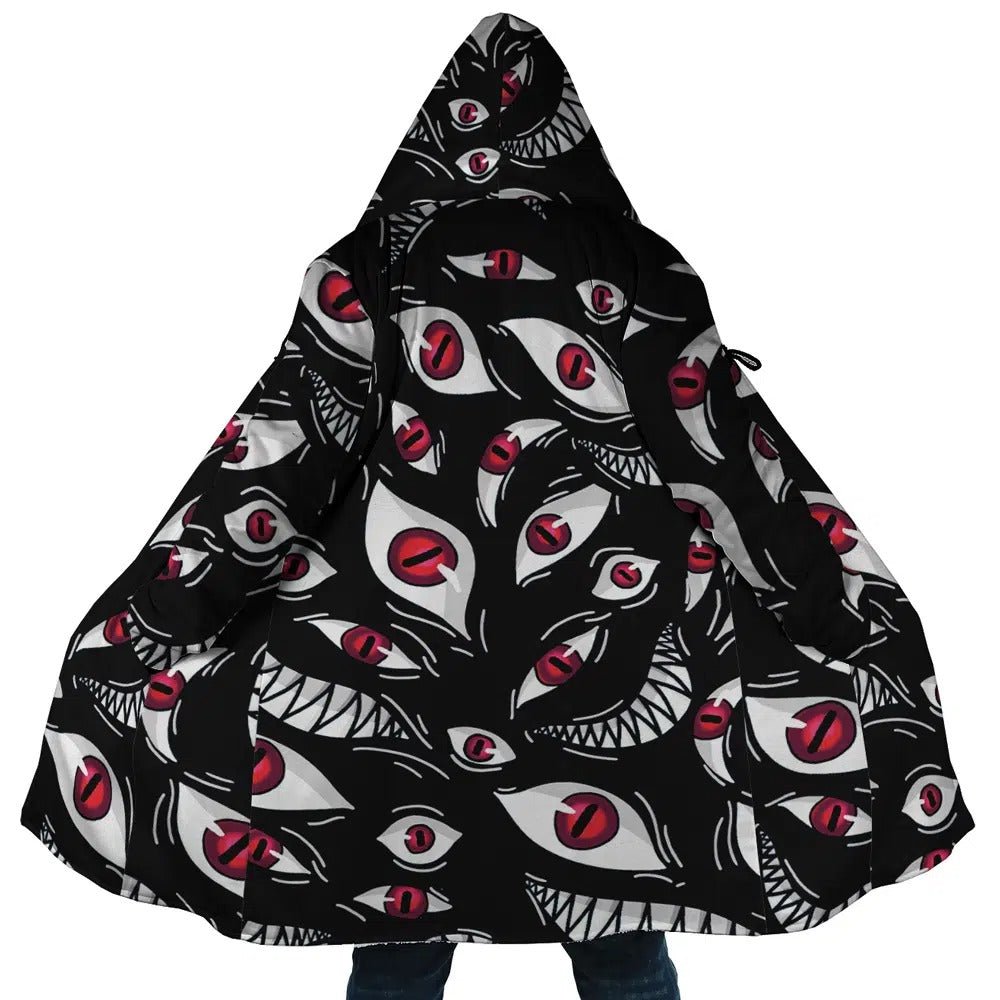 Anime Blood Eyes All Print Fleece Hooded Cloak - Dimensional Era
