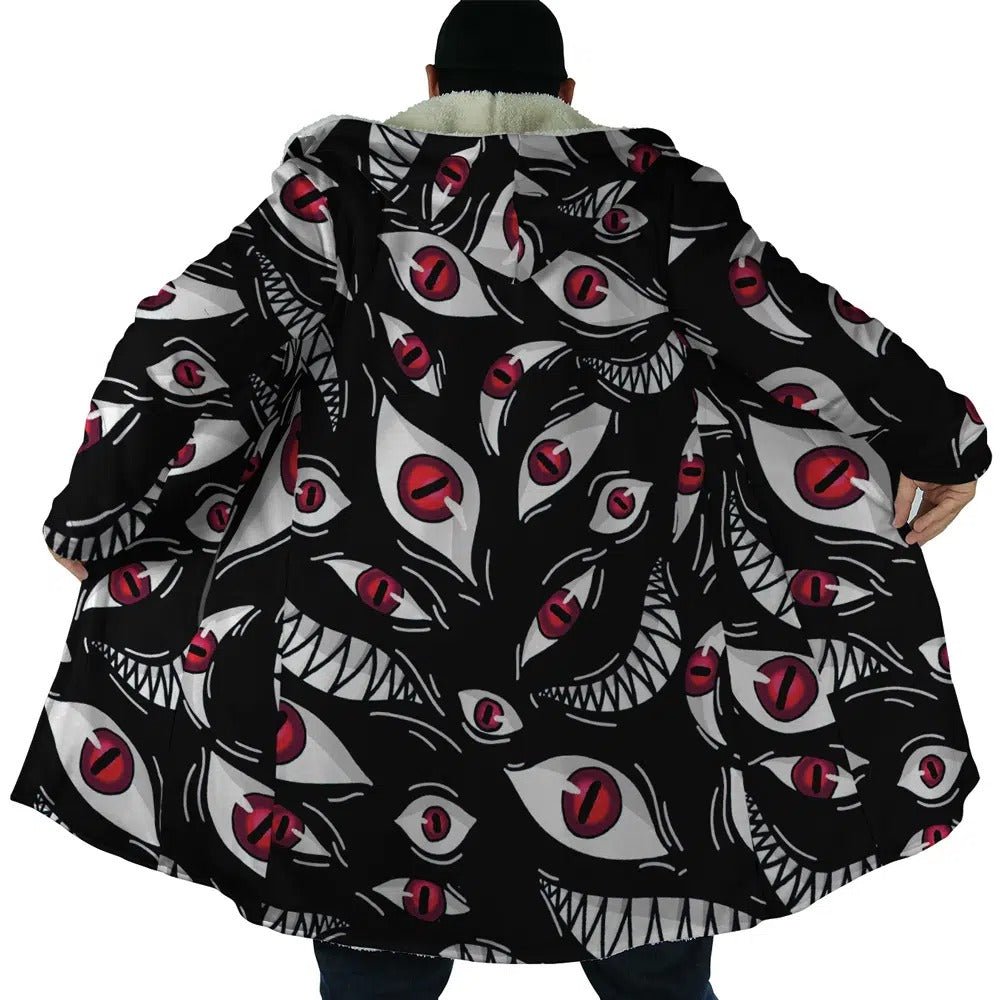 Anime Blood Eyes All Print Fleece Hooded Cloak - Dimensional Era