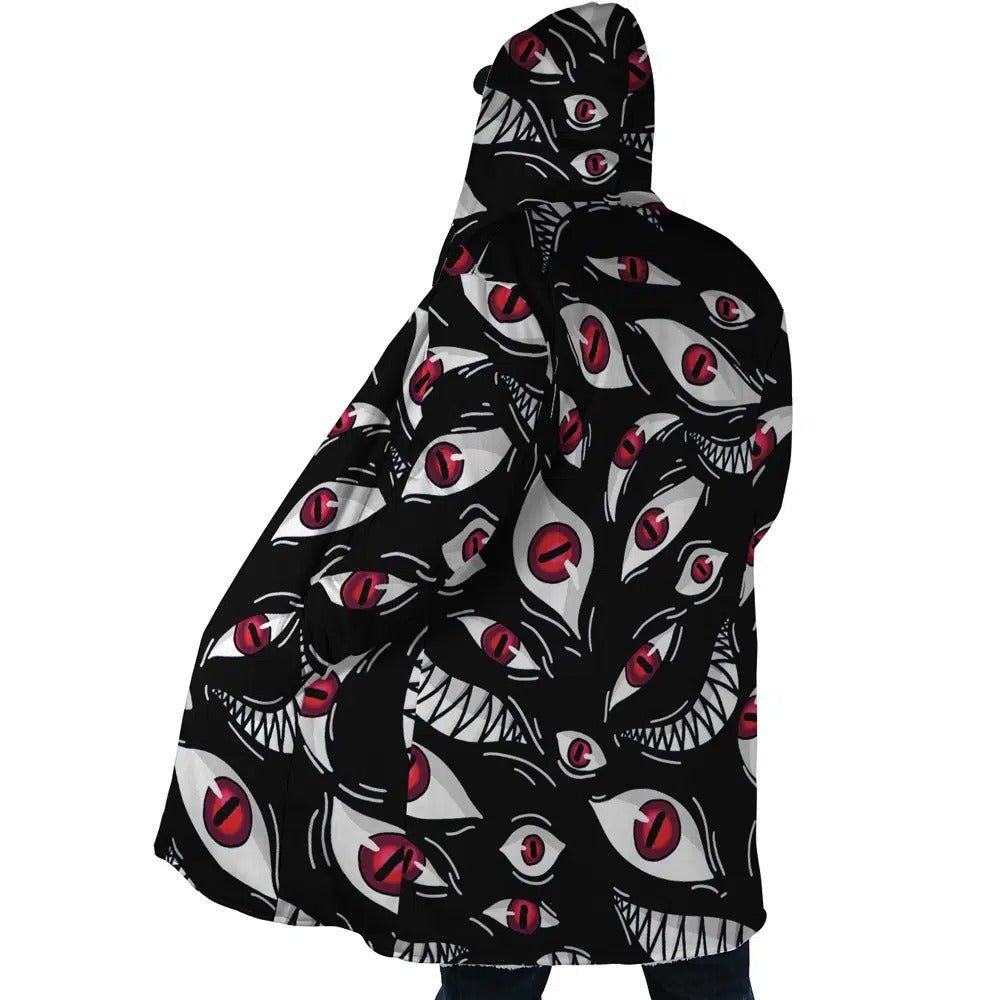 Anime Blood Eyes All Print Fleece Hooded Cloak - Dimensional Era