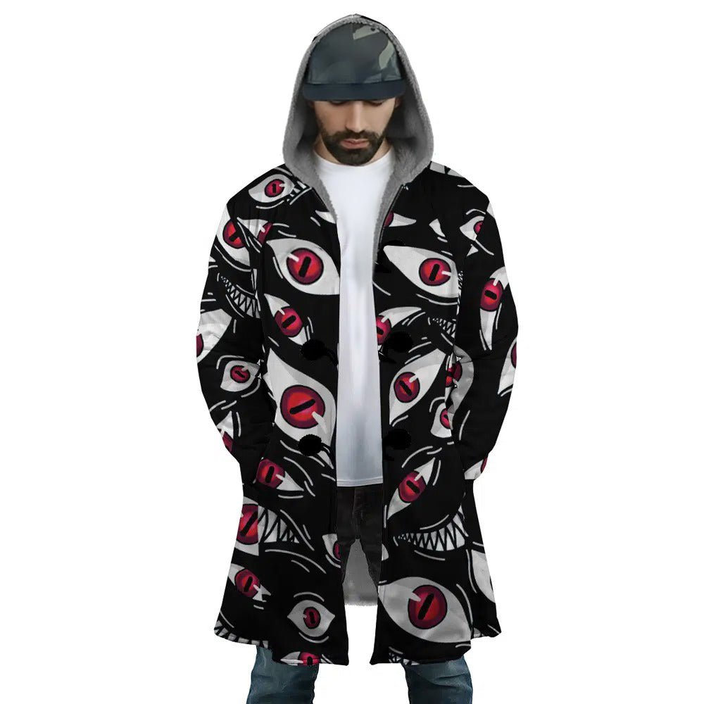 Anime Blood Eyes All Print Fleece Hooded Cloak - Dimensional Era