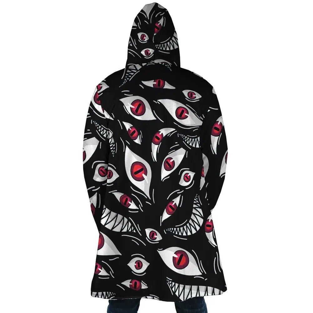 Anime Blood Eyes All Print Fleece Hooded Cloak - Dimensional Era