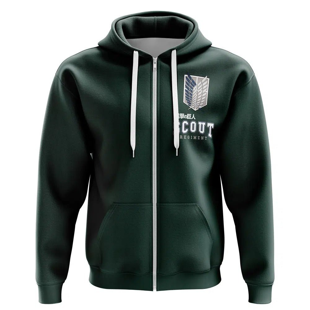 Attack on Titan Survey Corps Dark Green Zip-Up Hoodie - Dimensional Era