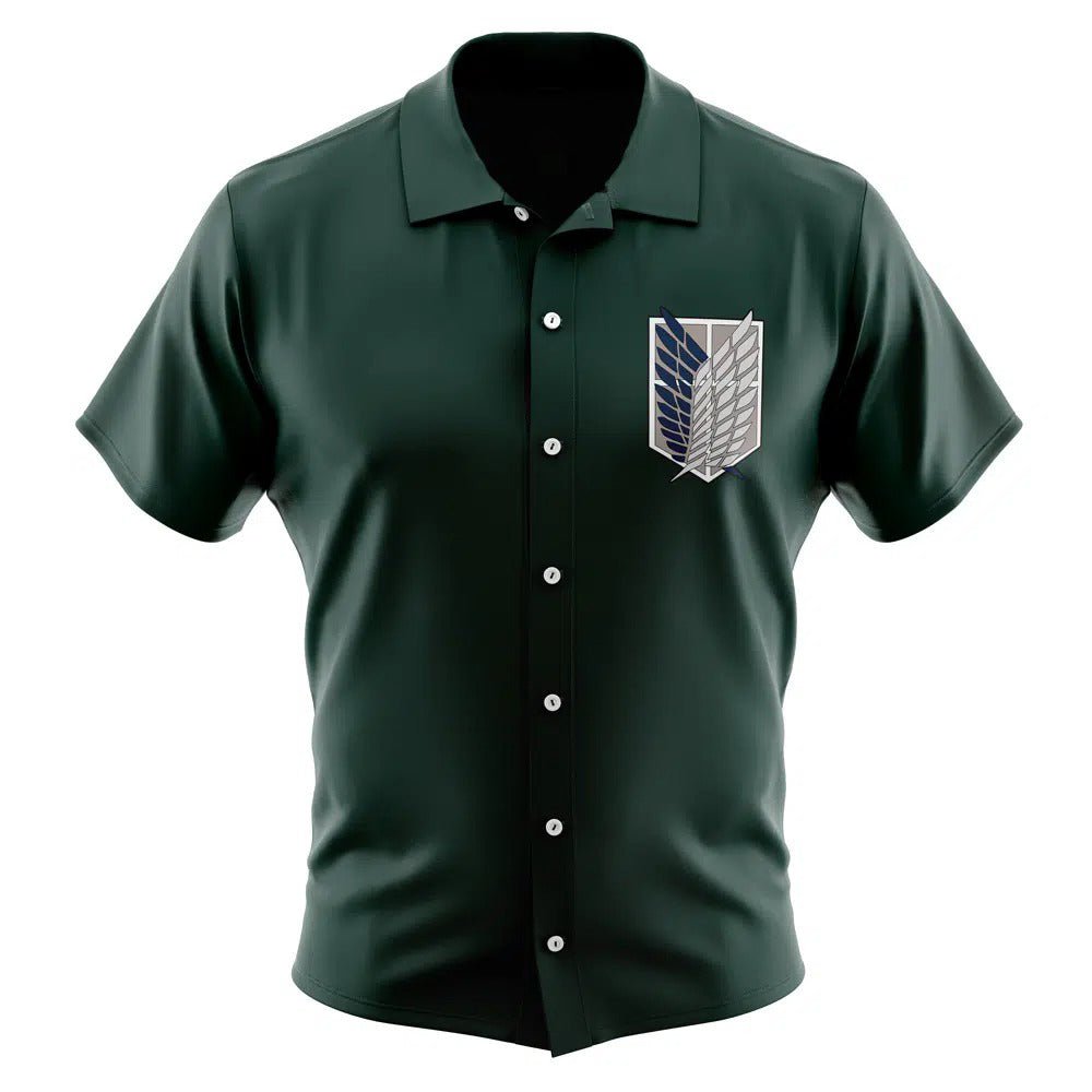 Attack On Titan Survey Corps Wings Of Freedom Green Hawaiian Shirt - Dimensional Era