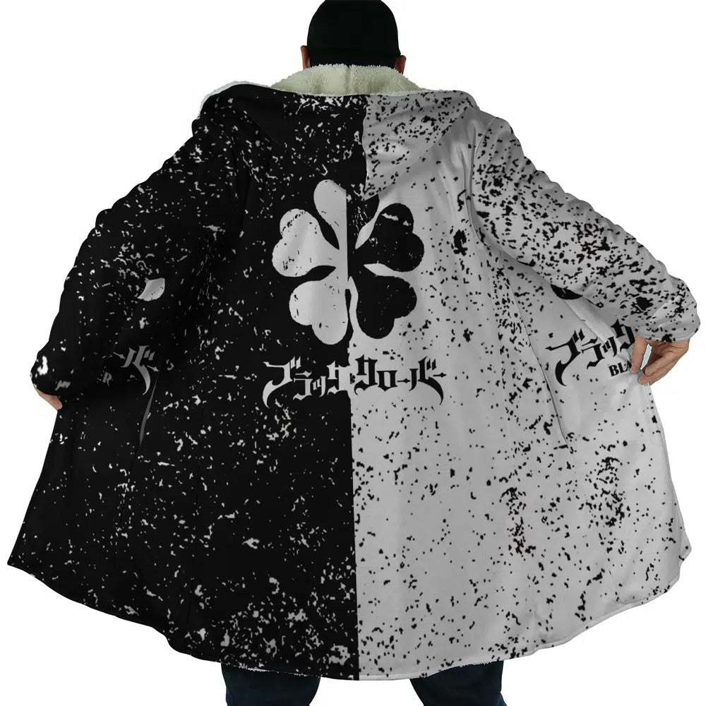 Black Clover Four-Leaf Long Polar Fleece Zip Coat - Dimensional Era