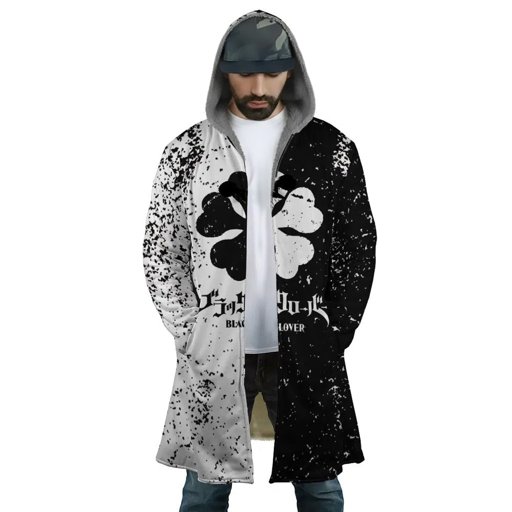 Black Clover Four-Leaf Long Polar Fleece Zip Coat - Dimensional Era