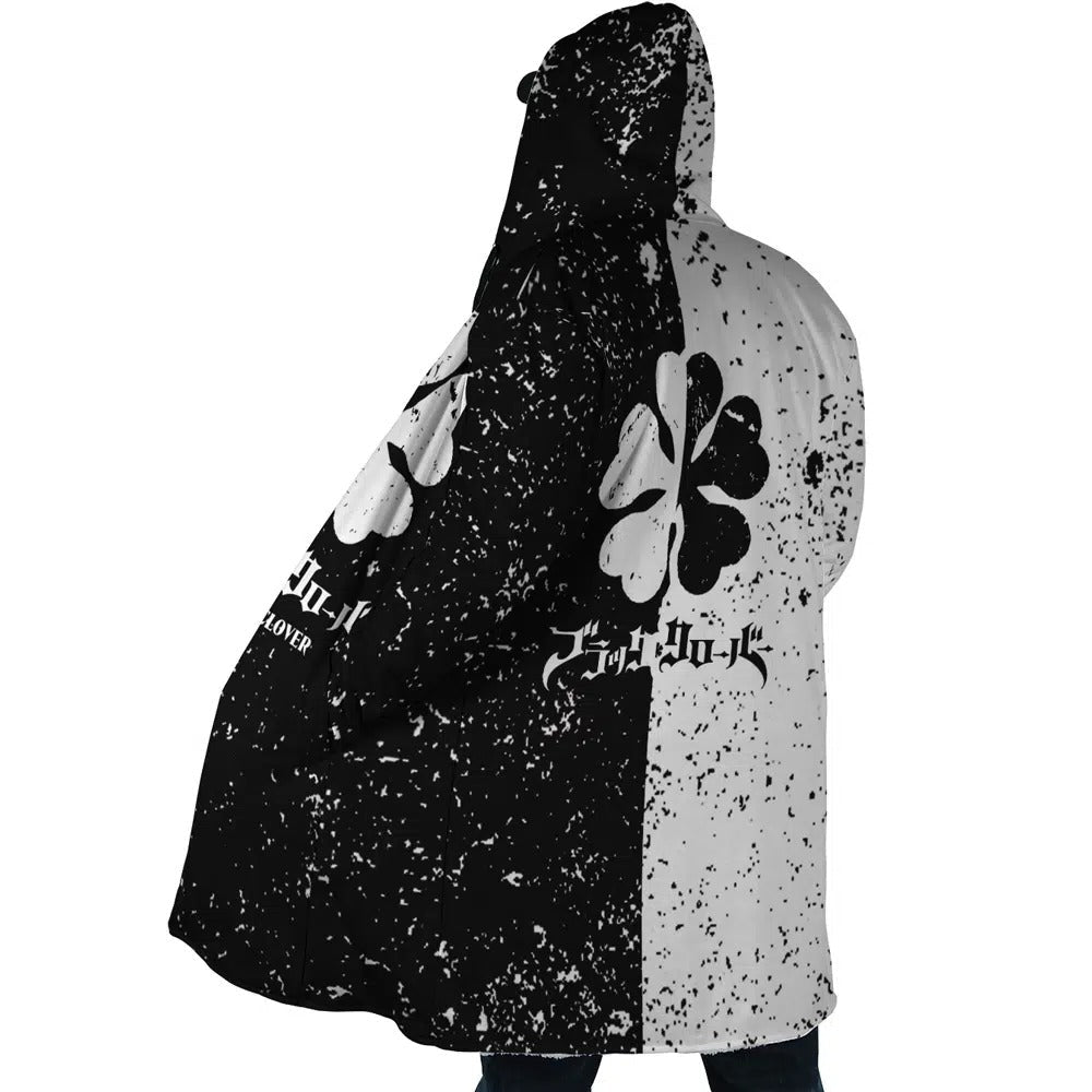 Black Clover Four-Leaf Long Polar Fleece Zip Coat - Dimensional Era