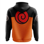 Naruto Uzumaki Black Orange Spiral Zip-Up Hoodie