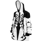 Black White Tribal Pattern Hoodie Blanket - Dimensional Era