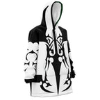 Black White Tribal Pattern Hoodie Blanket - Dimensional Era